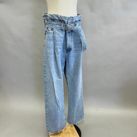 AGOLDE Reworked 90s Paperbag Jeans Straight Leg High Rise Belted Size 29 - Picture 11 of 16